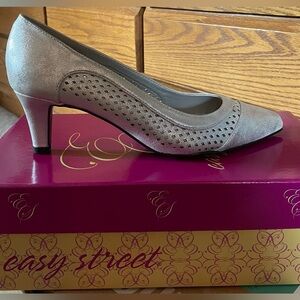 Easy Street Silver Perforated Heels